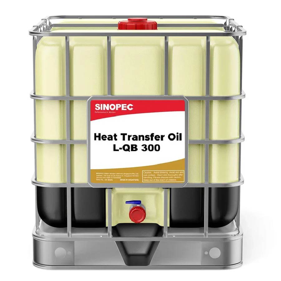 Front image of Sinopec Heat Transfer Oil L-QB 300 IBC tote of 1000L.
